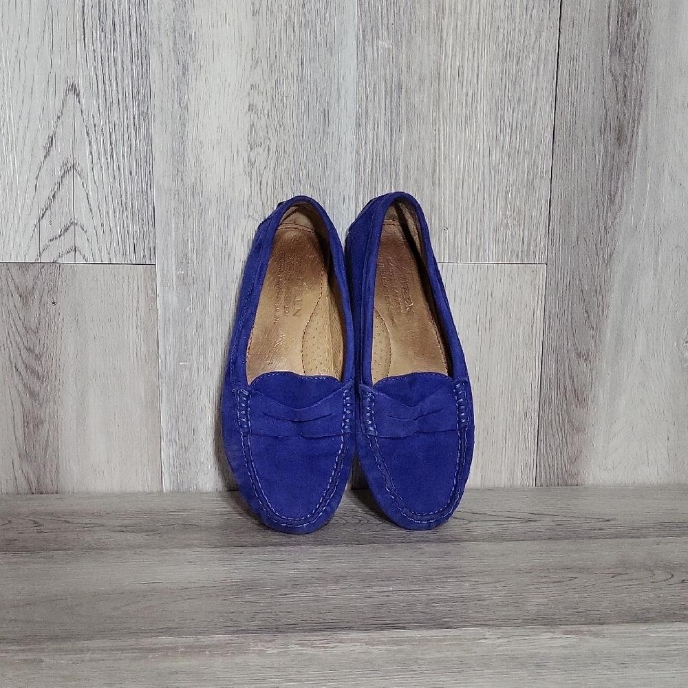 Lauren Ralph Lauren Blue Suede Camila Loafers Leather Flats Womens 6.5B‎